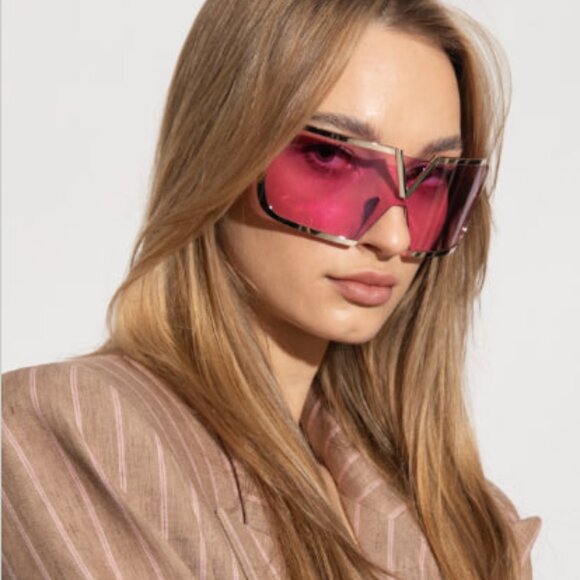 NEW VALENTINO V-ROMASK PINK SHIELD SUNGLASSES VALENTINO VLS-120C - Picture 3 of 10